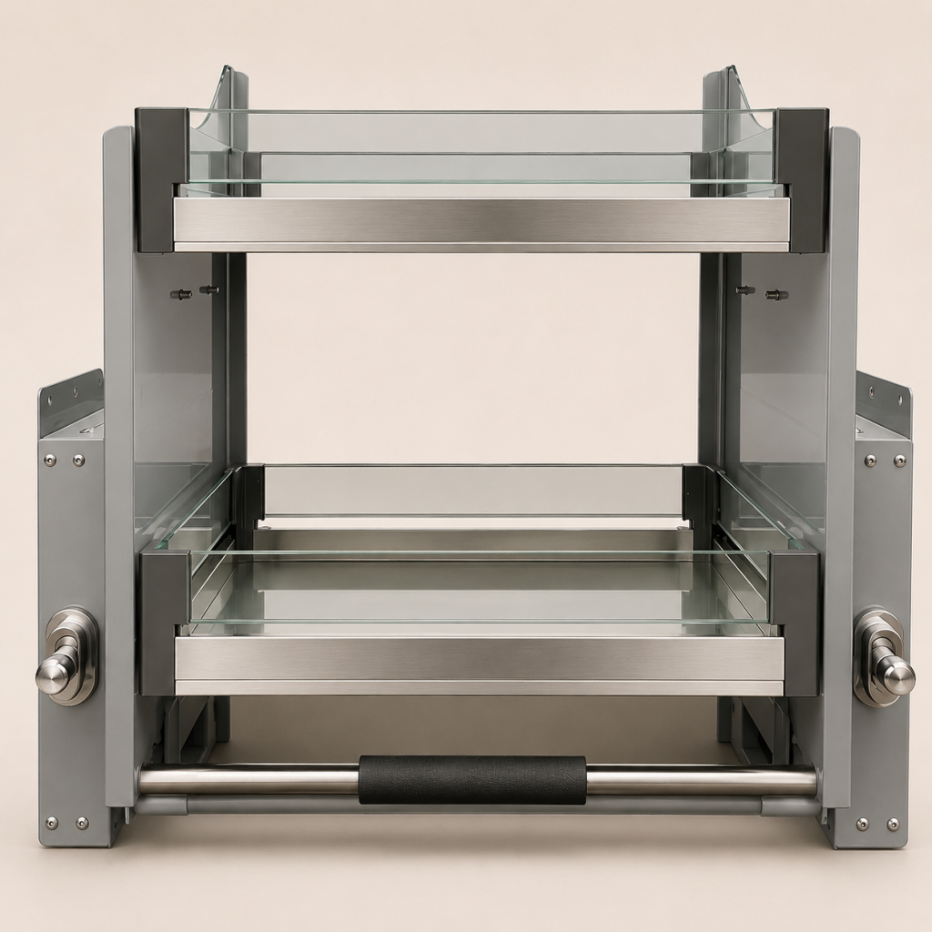 Elevator Pull Down Glass Basket