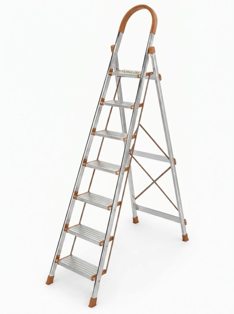 8-Step Stainless Steel Folding Ladder